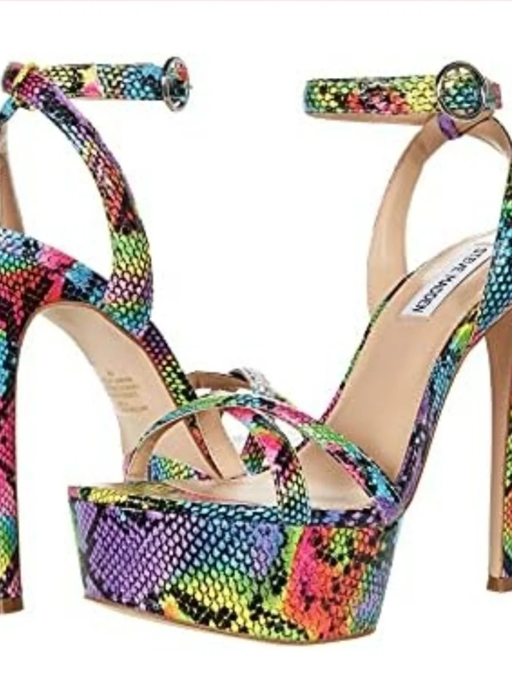Steve Madden Rainbow Snake-Print Platform Sandals